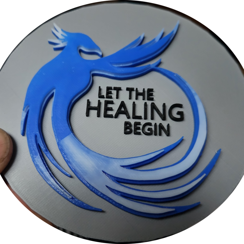 Let the Healing Begin Improved, faded 3D Logo